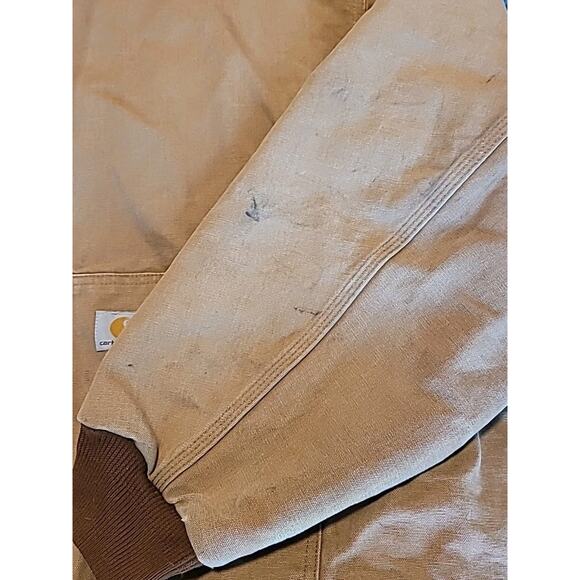 VTG Carhartt Full Zip Hoodie Jacket 3XL Tan USA Thrashed Workwear GUC - Picture 5 of 12